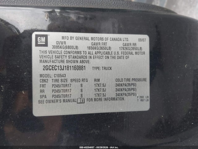 Продажа на аукционе авто 2008 Chevrolet Silverado 1500 Lt1, vin: 2GCEC13J181160881, номер лота: 45254057