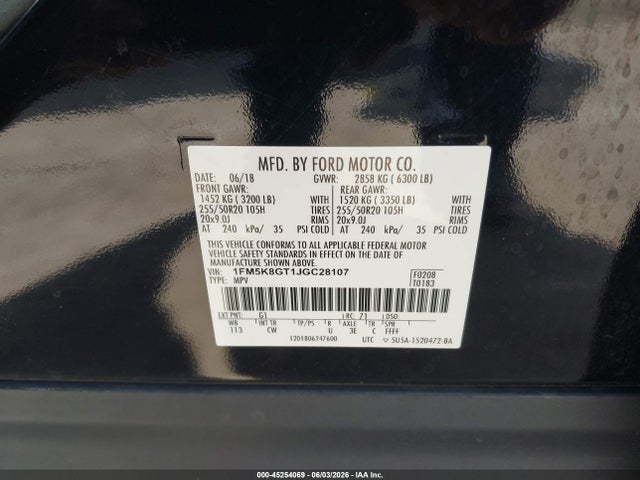 Ford EXPLORER SPORT 2018 1FM5K8GT1JGC28107 Image 9