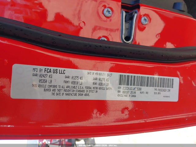 Продажа на аукционе авто 2018 Dodge Charger Gt Awd, vin: 2C3CDXJG1JH115388, номер лота: 45254072