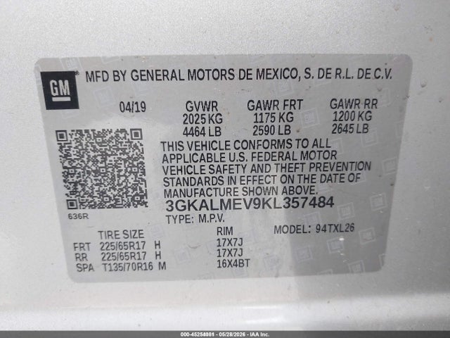 Aukcja sprzedaży 2019 Gmc Terrain Sle, vin: 3GKALMEV9KL357484, numer aukcji: 45254081