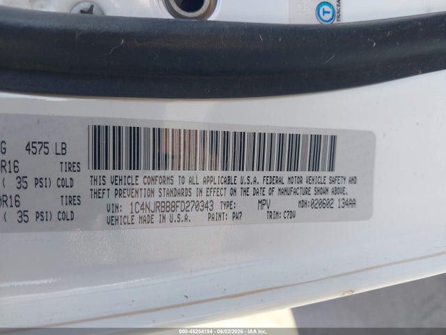1C4NJRBB8FD270343 Jeep Patriot Sport