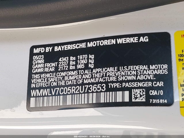 Продаж на аукціоні авто 2024 Mini Clubman Cooper S, vin: WMWLV7C05R2U73653, номер лоту: 45254351