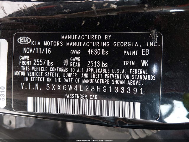 5XXGW4L28HG133391 KIA Optima Sx Turbo