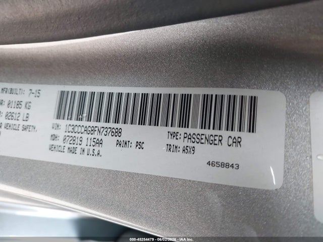 Aukcja sprzedaży 2015 Chrysler 200 Limited, vin: 1C3CCCAG8FN737688, numer aukcji: 45254479