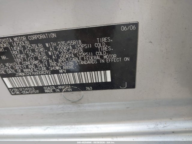 45254566 :رقم المزاد ، JTMBK32V766008292 vin ، 2006 Toyota Rav4 Sport V6 مزاد بيع