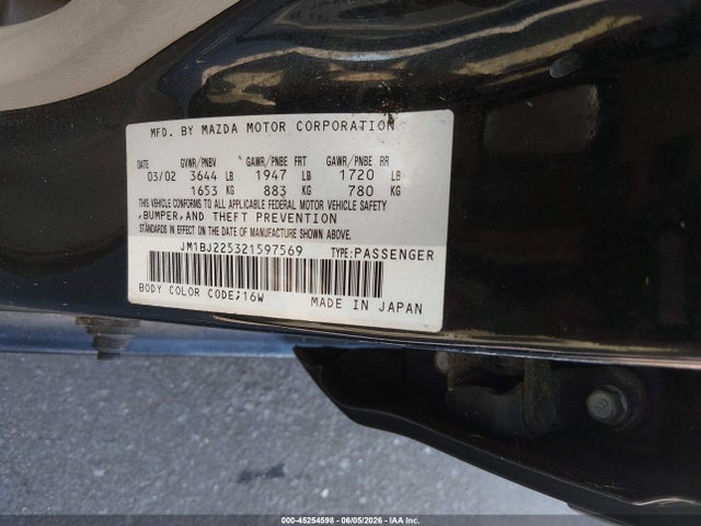 45254598 :رقم المزاد ، JM1BJ225321597569 vin ، 2002 Mazda Protege Dx/es/lx مزاد بيع