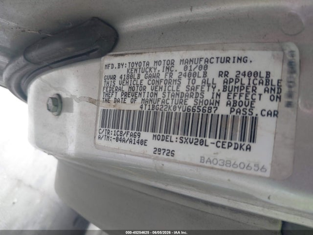 Aukcja sprzedaży 2000 Toyota Camry Ce, vin: 4T1BG22K0YU665687, numer aukcji: 45254625