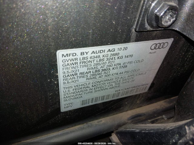 Auction sale of the 2021 Audi Q7 Premium Plus 55 Tfsi Quattro Tiptronic, vin: WA1LXAF79MD019724, lot number: 45254630