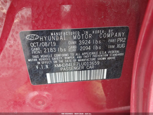Hyundai Elantra Value Edition 2020 KMHD84LF7LU013659 Image 9