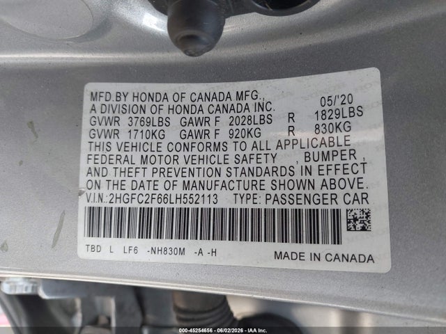 2HGFC2F66LH552113 Honda Civic Lx
