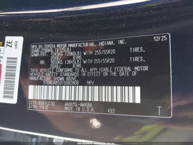 Продаж на аукціоні авто 2026 Toyota Grand Highlander Hybrid Limited, vin: 5TDACAB50TS082808, номер лоту: 45254675