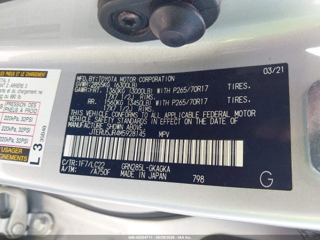 JTERU5JR4M5928145 Toyota 4runner Trd Off Road Premium