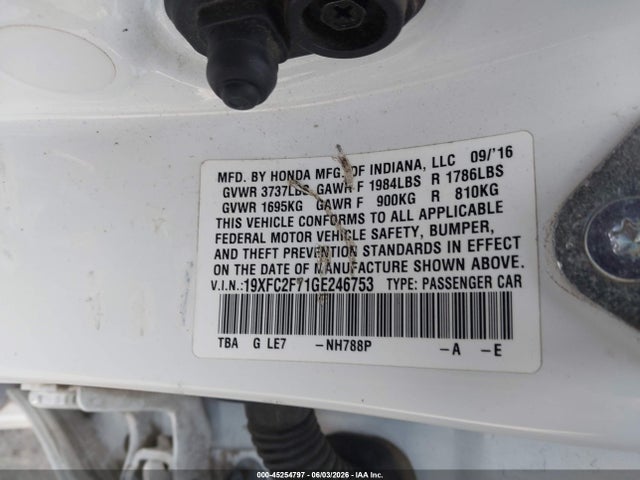 Honda CIVIC EX 2016 19XFC2F71GE246753 Image 9