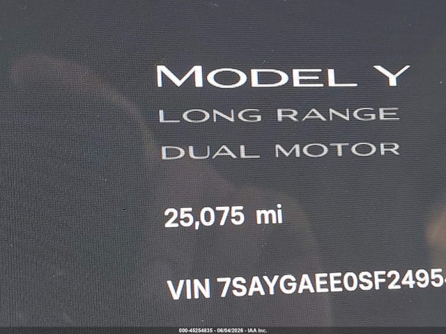 7SAYGAEE0SF249544 Tesla Model Y Long Range Dual Motor All-wheel Drive