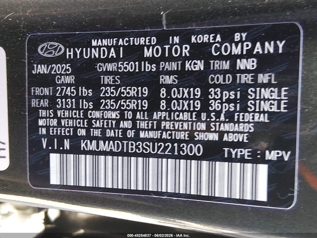 2025 Genesis Gv70 2.5t Awd მანქანა იყიდება აუქციონზე, vin: KMUMADTB3SU221300, აუქციონის ნომერი: 45254837