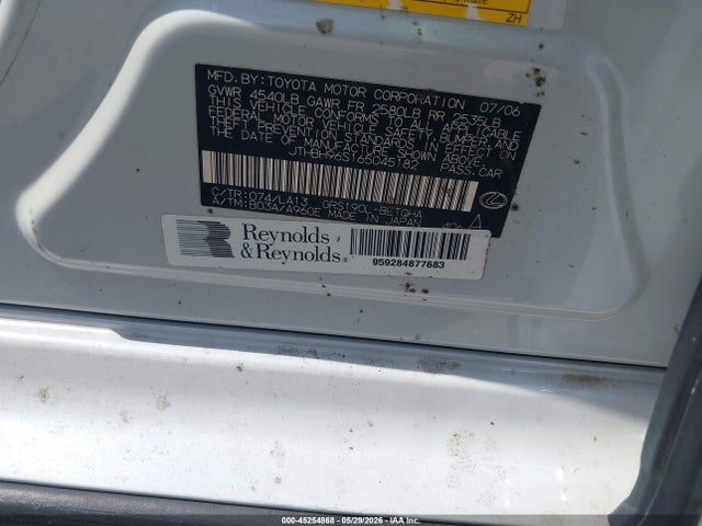 Aukcja sprzedaży 2006 Lexus Gs 300, vin: JTHBH96S165045182, numer aukcji: 45254868