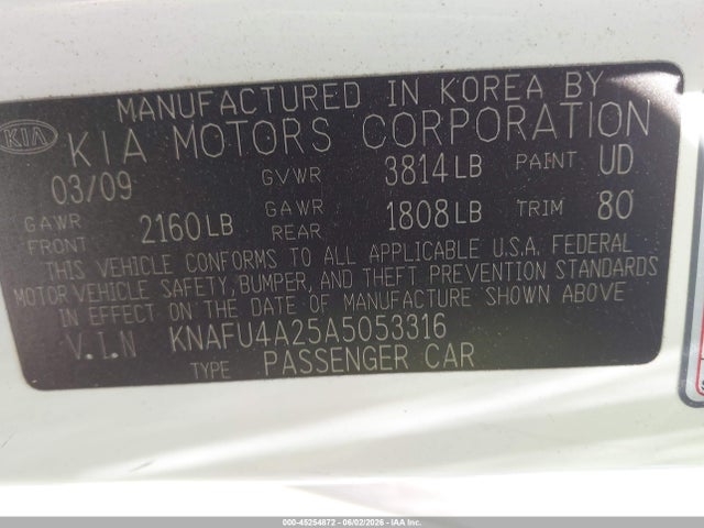 Продажа на аукционе авто 2010 Kia Forte Ex, vin: KNAFU4A25A5053316, номер лота: 45254872