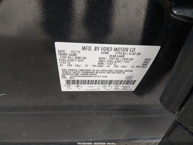 45254899 :رقم المزاد ، 1FM5K8B84DGC61108 vin ، 2013 Ford Explorer مزاد بيع