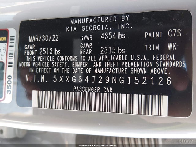 KIA K5 Gt-line 2022 5XXG64J29NG152126 Image 9