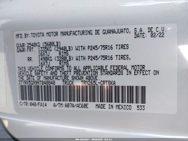 Toyota Tacoma Sr 2022 3TYRX5GN9NT048848 Image 9