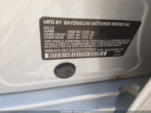 45254990 :رقم المزاد ، WBAFU9C58DDY72593 vin ، 2013 Bmw 550i Xdrive مزاد بيع
