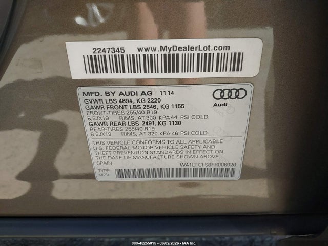 WA1EFCFS8FR006920 Audi Q3 2.0t Premium Plus