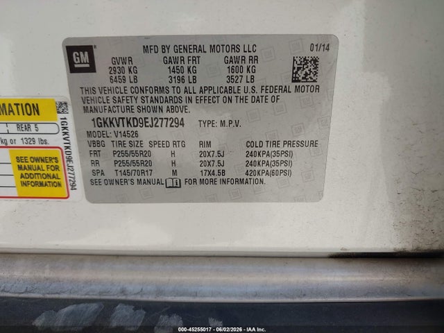 GMC Acadia Denali 2014 1GKKVTKD9EJ277294 Image 9