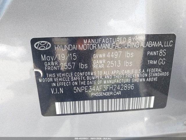 Hyundai Sonata Sport 2015 5NPE34AF3FH242896 Image 9