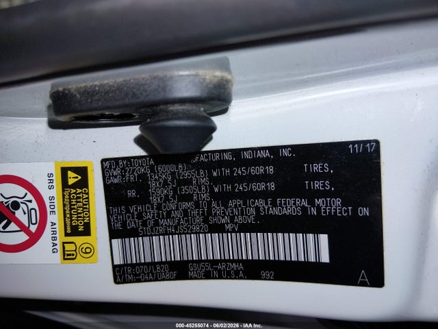 5TDJZRFH4JS529820 Toyota Highlander Xle