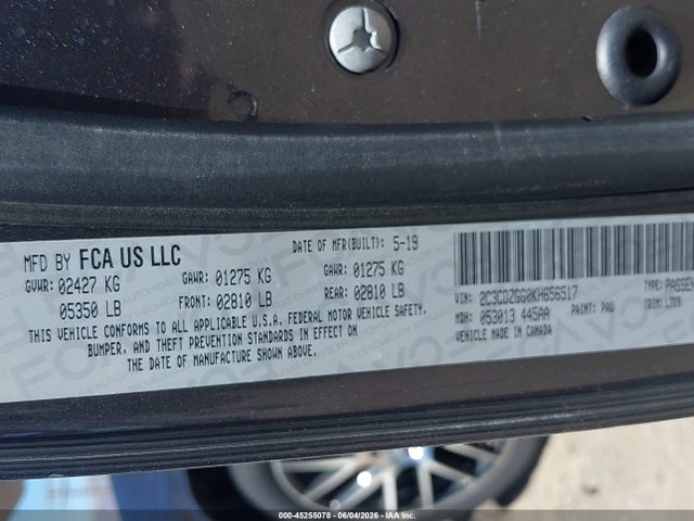 2C3CDZGG0KH656517 Dodge Challenger Sxt Awd