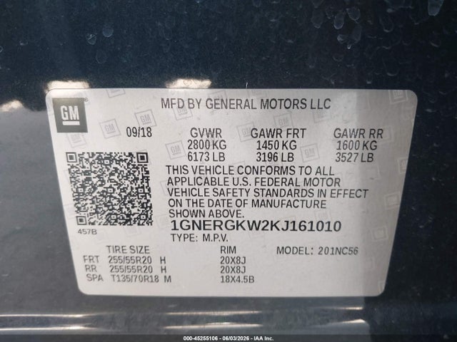 Chevrolet Traverse 1lt 2019 1GNERGKW2KJ161010 Image 9