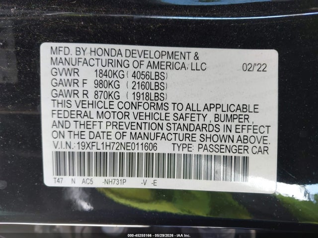 Honda Civic Ex-l 2022 19XFL1H72NE011606 Image 9