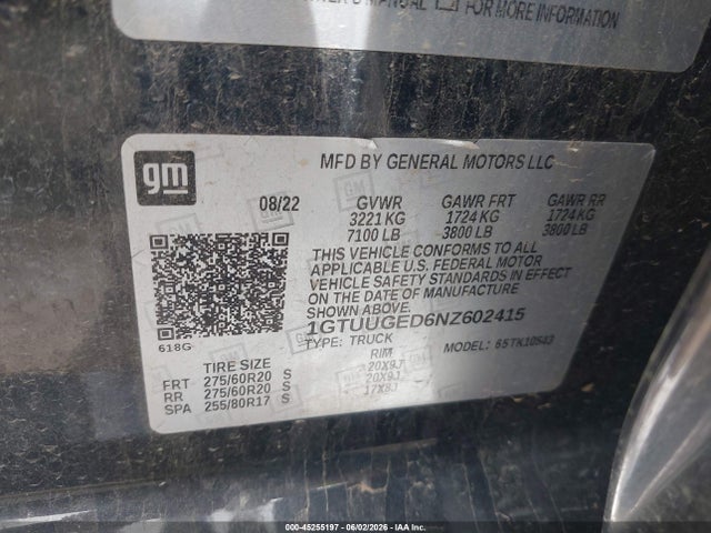 Aukcja sprzedaży 2022 Gmc Sierra 1500 4wd  Short Box Denali, vin: 1GTUUGED6NZ602415, numer aukcji: 45255197