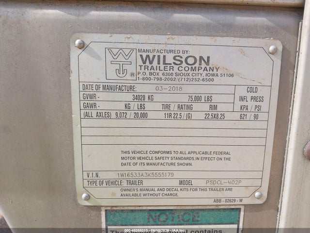 Продажа на аукционе авто 2019 Wilson Trailer Co Livestock Trailer, vin: 1W16533A3K5555179, номер лота: 45255213