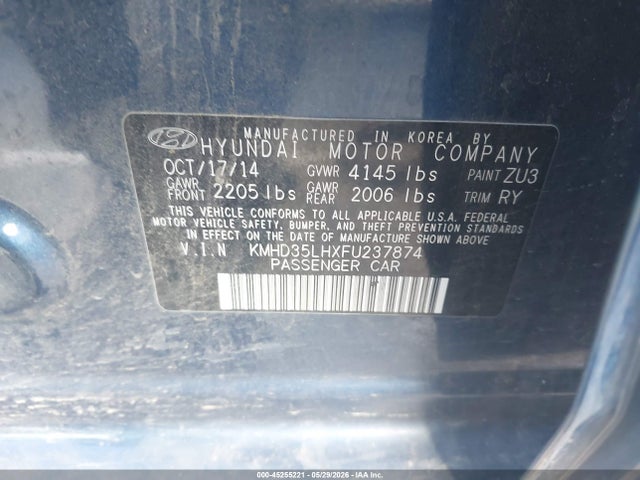 KMHD35LHXFU237874 Hyundai ELANTRA GT