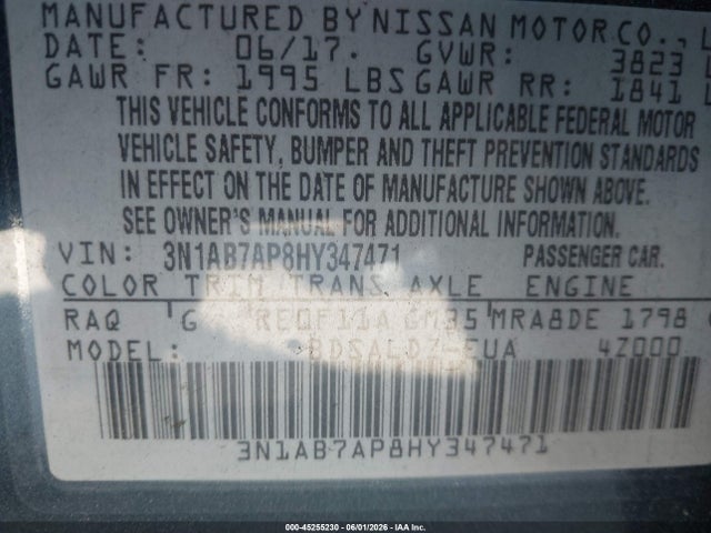 Nissan SENTRA SV 2017 3N1AB7AP8HY347471 Image 9