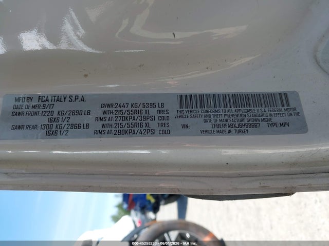 45255233 :رقم المزاد ، ZFBERFABXJ6H68667 vin ، 2018 Ram Promaster City Tradesman مزاد بيع