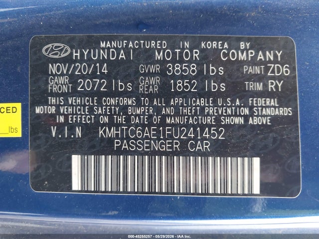 Aukcja sprzedaży 2015 Hyundai Veloster Turbo, vin: KMHTC6AE1FU241452, numer aukcji: 45255257