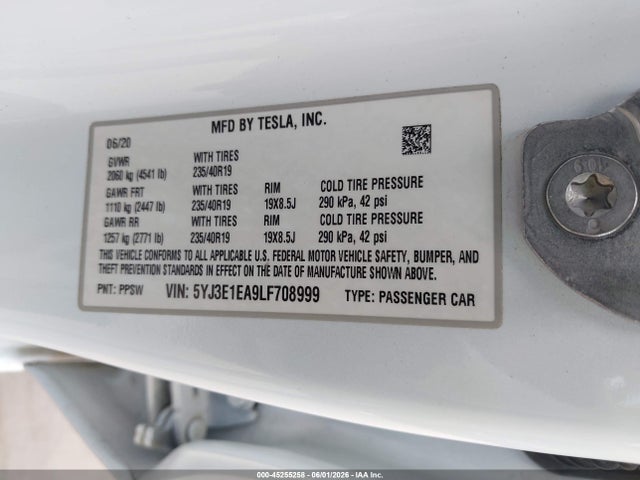 5YJ3E1EA9LF708999 Tesla Model 3 Standard Range Plus Rear-wheel Drive/standard Range Rear-wheel Drive