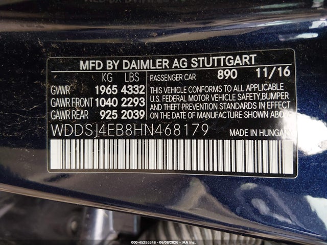 Продажа на аукционе авто 2017 Mercedes-benz Cla 250, vin: WDDSJ4EB8HN468179, номер лота: 45255346