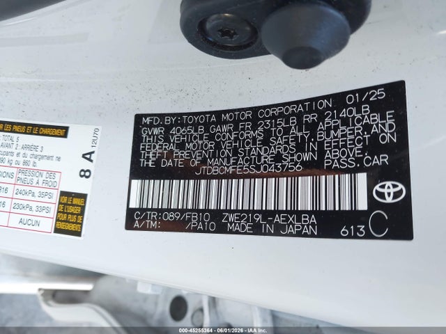Toyota Corolla Hybrid Le 2025 JTDBCMFE5SJ043756 Image 9