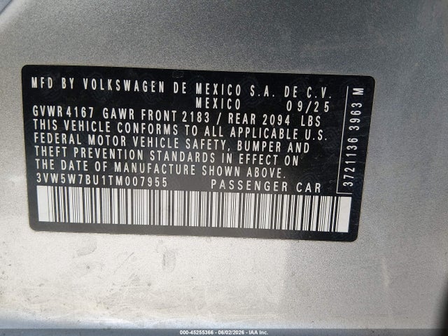 Volkswagen JETTA S 2026 3VW5W7BU1TM007955 Image 9