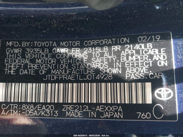 Toyota Corolla Xle 2020 JTDFPRAE1LJ014928 Image 9