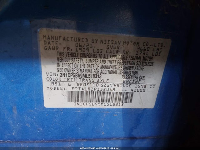 Nissan Kicks S Xtronic Cvt 2021 3N1CP5BV9ML518313 Image 9
