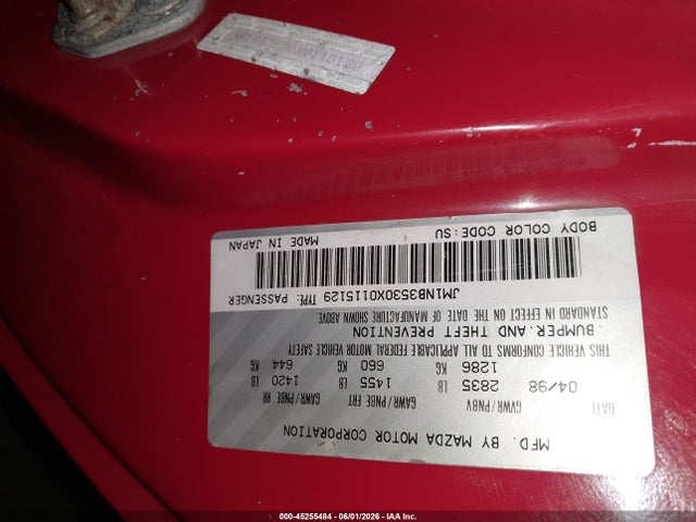 Auction sale of the 1999 Mazda Mx-5 Miata Leather Pkg/popular Equipment Pkg/sports Pkg/touring Pkg, vin: JM1NB3530X0115129, lot number: 45255484
