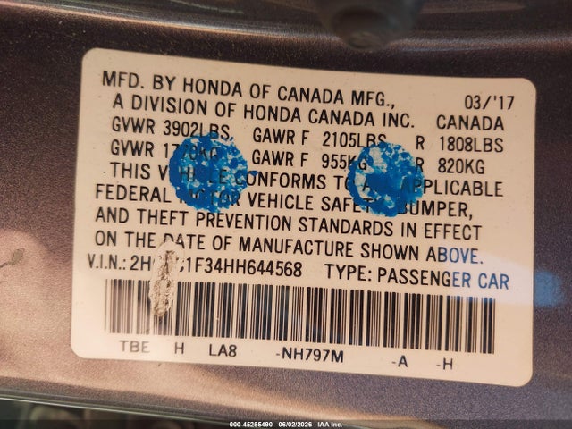 Honda Civic Ex-t 2017 2HGFC1F34HH644568 Image 9