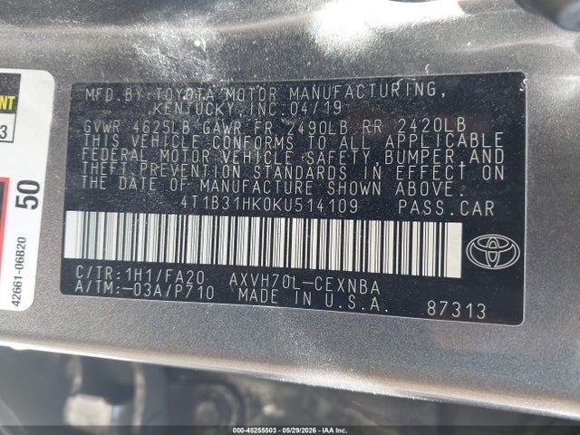 4T1B31HK0KU514109 Toyota Camry Hybrid Le