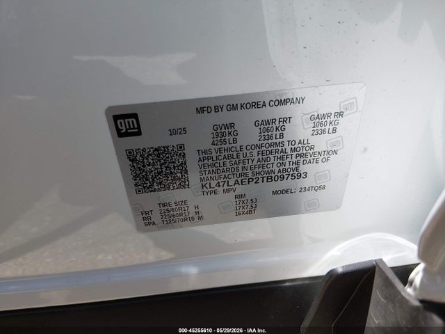 45255610 :رقم المزاد ، KL47LAEP2TB097593 vin ، 2026 Buick Envista Preferred Fwd مزاد بيع