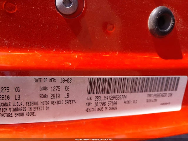 Продажа на аукционе авто 2009 Dodge Challenger R/t, vin: 2B3LJ54T29H520724, номер лота: 45255654