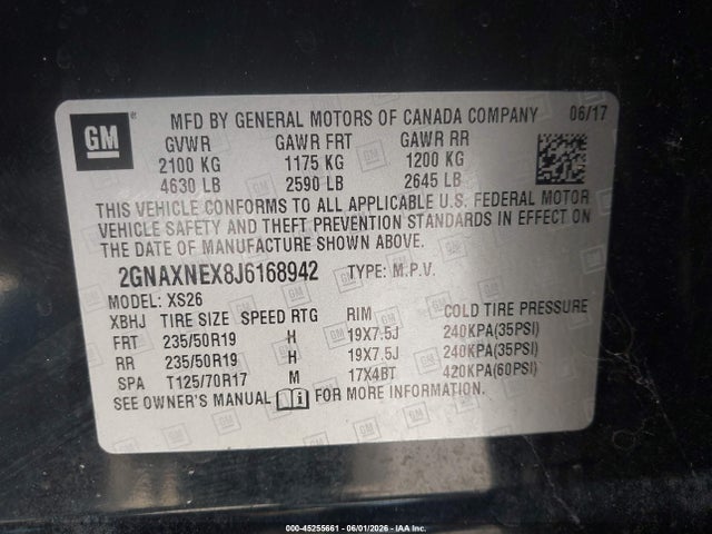 2GNAXNEX8J6168942 Chevrolet Equinox Premier